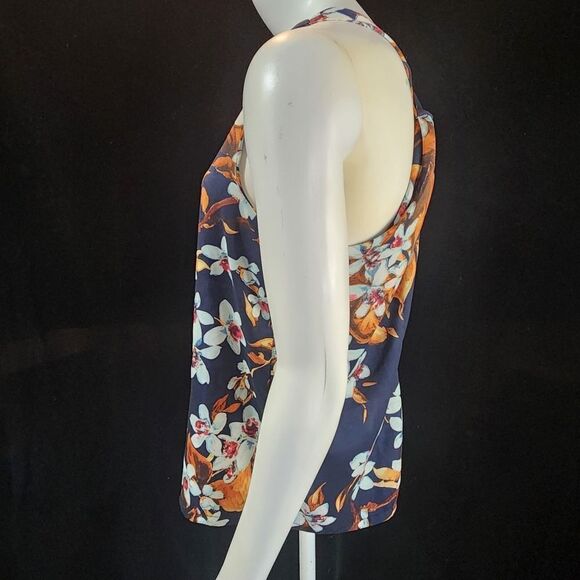 Dress Master Blue & Orange Floral Sleeveless Blouse - Picture 3 of 5